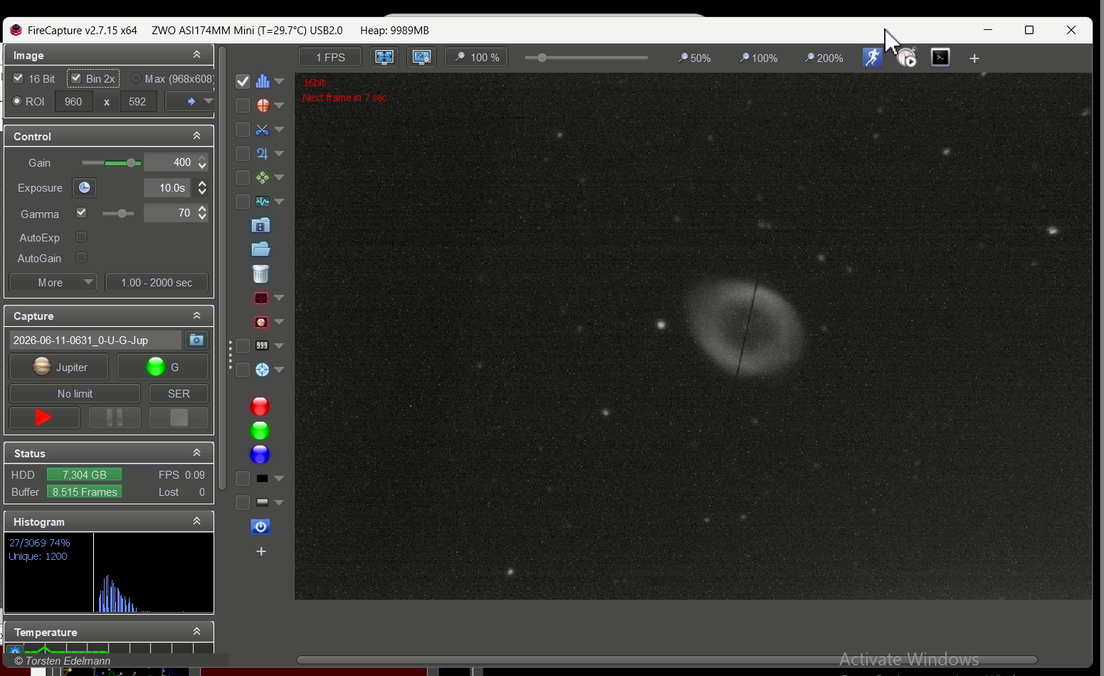 Ring Nebula First Light Alignment Slit Jaws